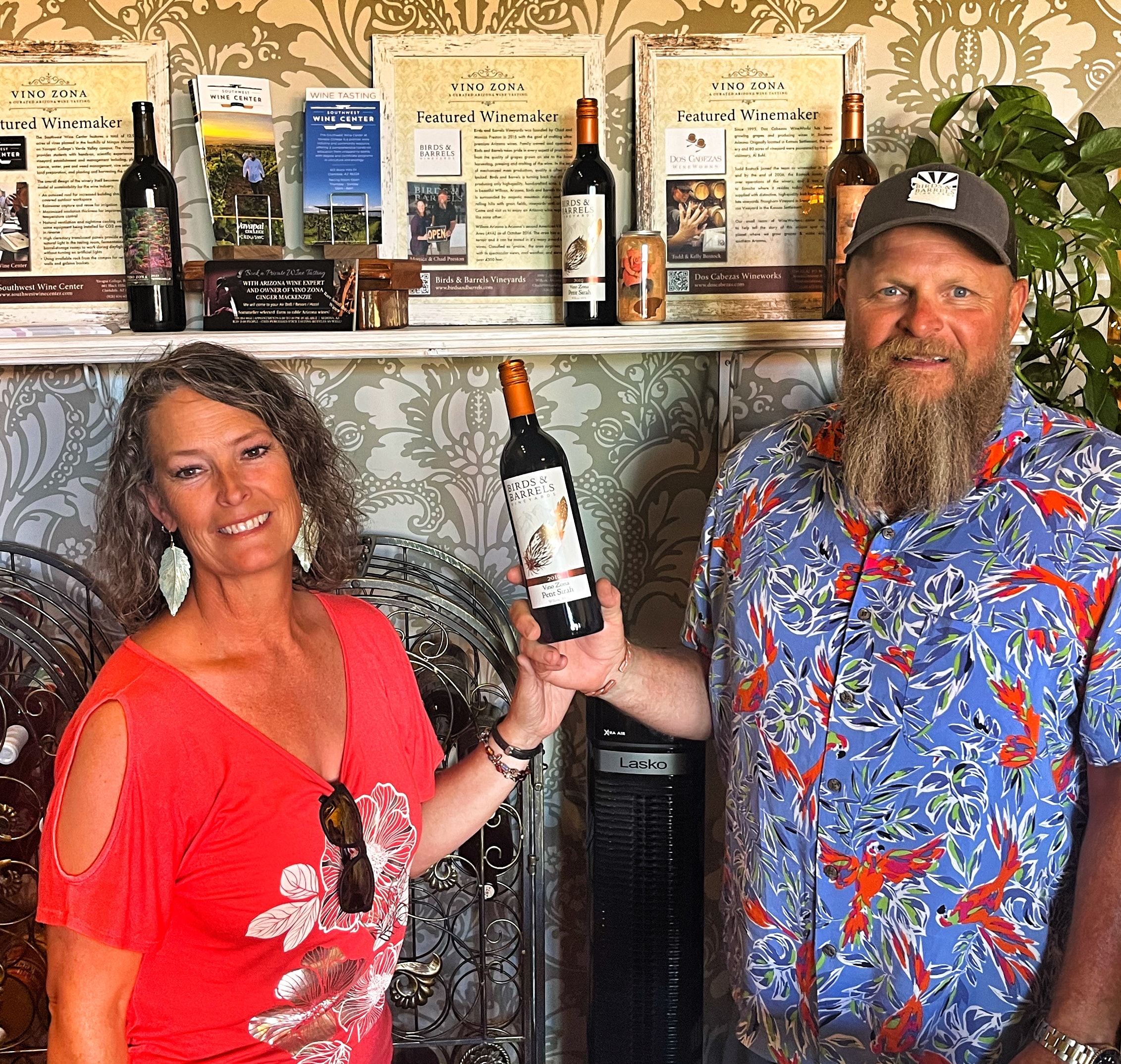 Owners with Birds and Barrels wine at Vino Zona