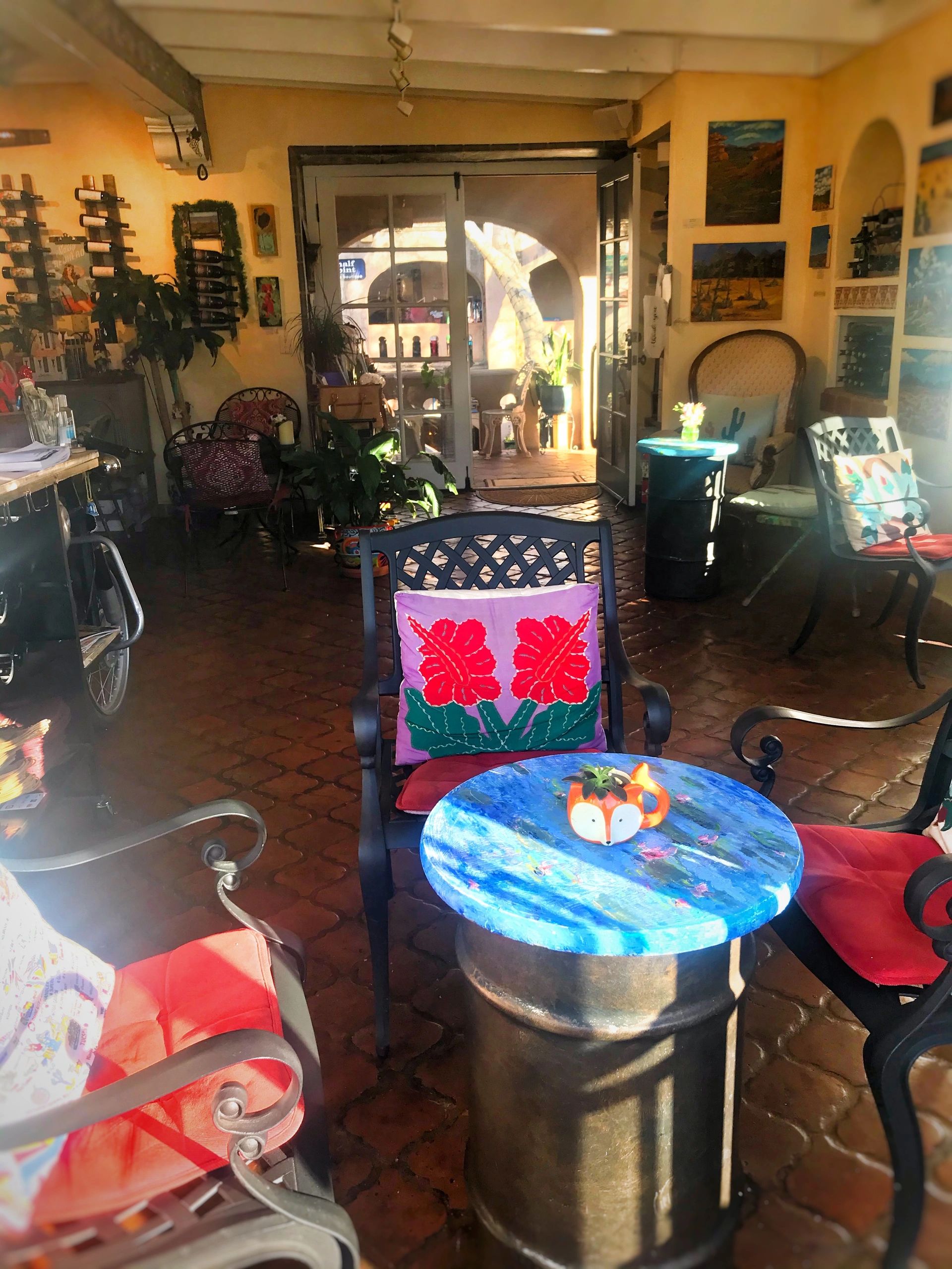 Colorful eclectic art studio warm decor